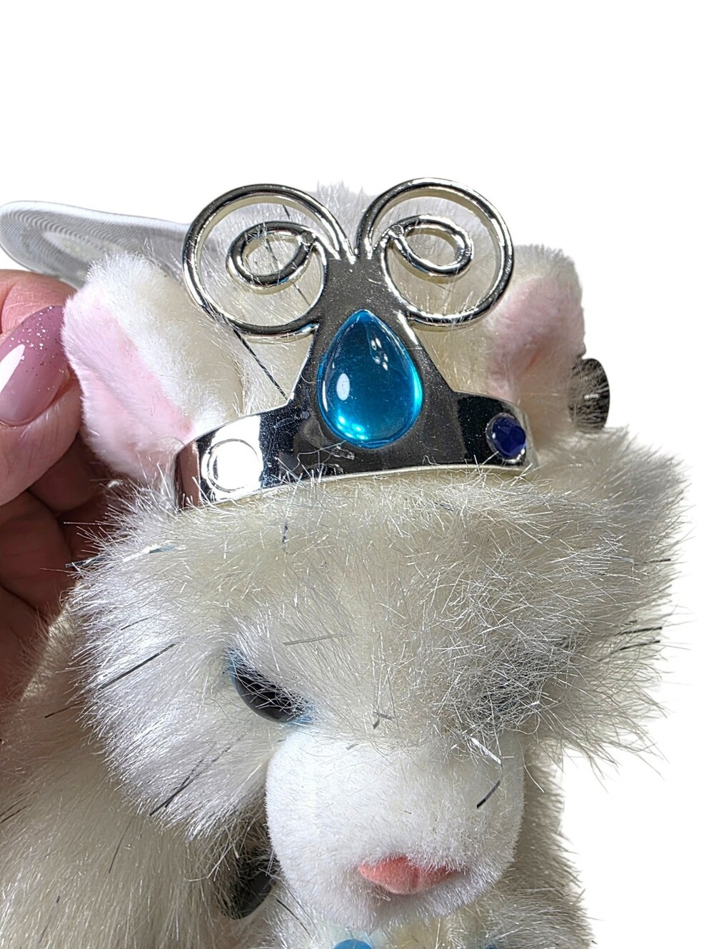Vintage Catapillers Plush White Cat Toy with Pink Nose and Blue Eyes NWT - Picture 7 of 16